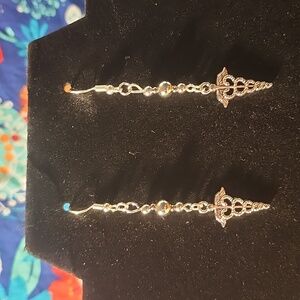 Silver Medical Caduceus Hook Earrings